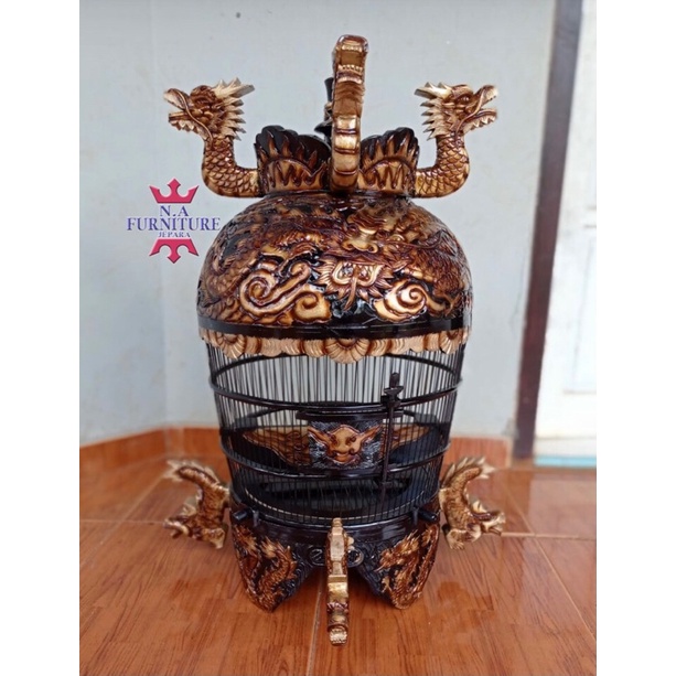 sangkar kutut ukiran naga, kandang perkutut naga