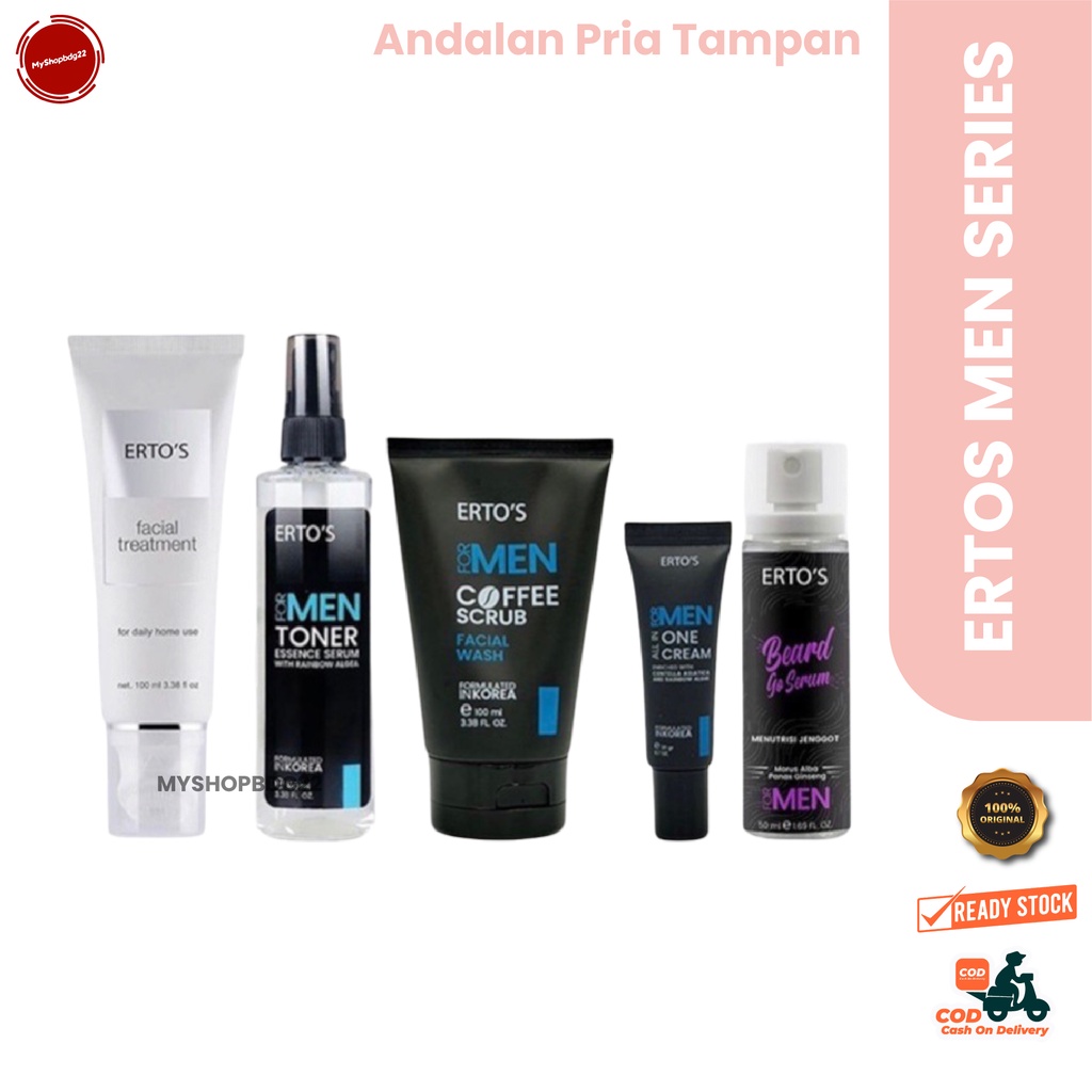 Ertos Men Series Paket Combo Ganteng 5 Pcs Skincare Perawatan Kulit Wajah Pria By Myshopbdg22