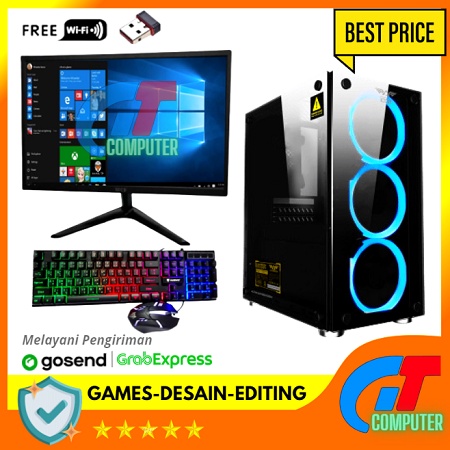 PC Gaming Lengkap intel i7 2600 / GT 1030 2GB / SSD 120 / LED 19