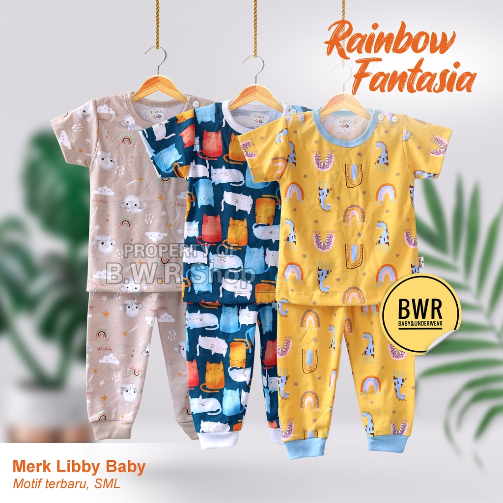 CPR Setelan Libby Hello Sunshine HAZY ZOO / Pakaian Anak Unisex Terbaru Rainbow Fantasia Motif Lucu Lengan Pendek | Bwr