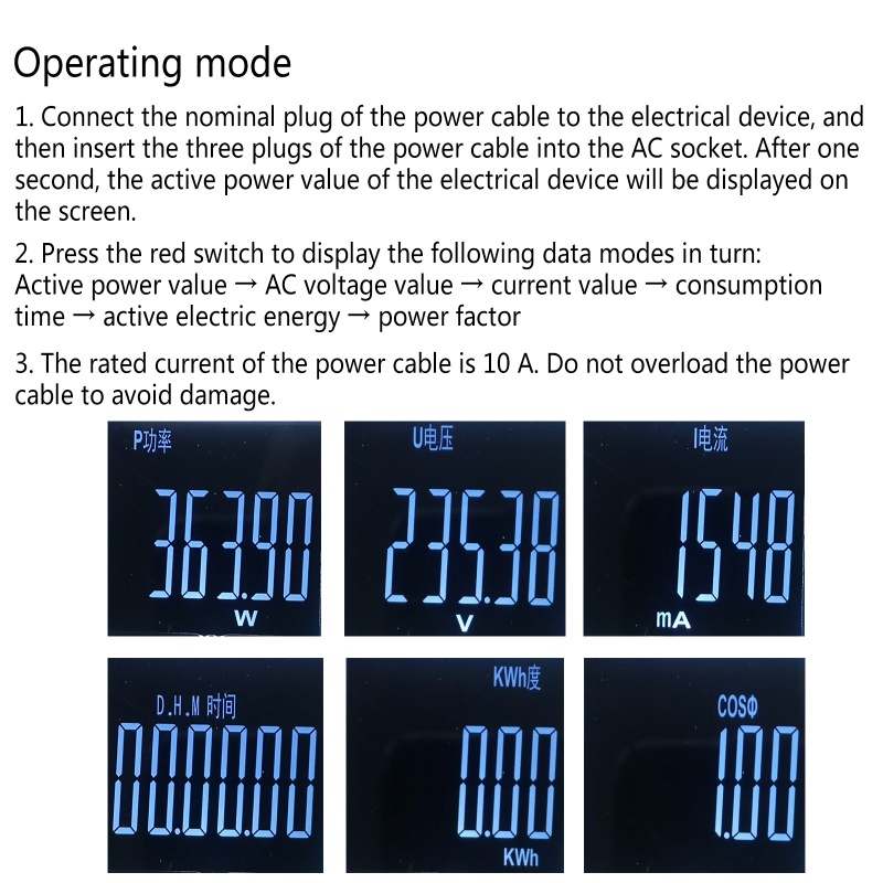 Btsg Kabel Monitoring Power Plug Digital Untuk Smart Socket Tester Detektor Daya Arus Tegangan US Versi 3Pin Data Dete
