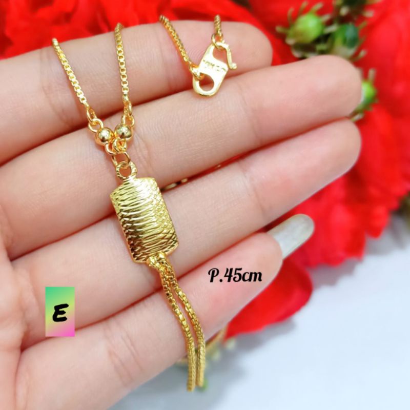 TITANIUM Kalung Dewasa koye Jurai plat ukir logam emas Korea tidak karat