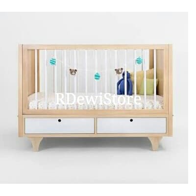 Tempat tidur bayi ranjang bayi box bayi kayu minimalis jati modern