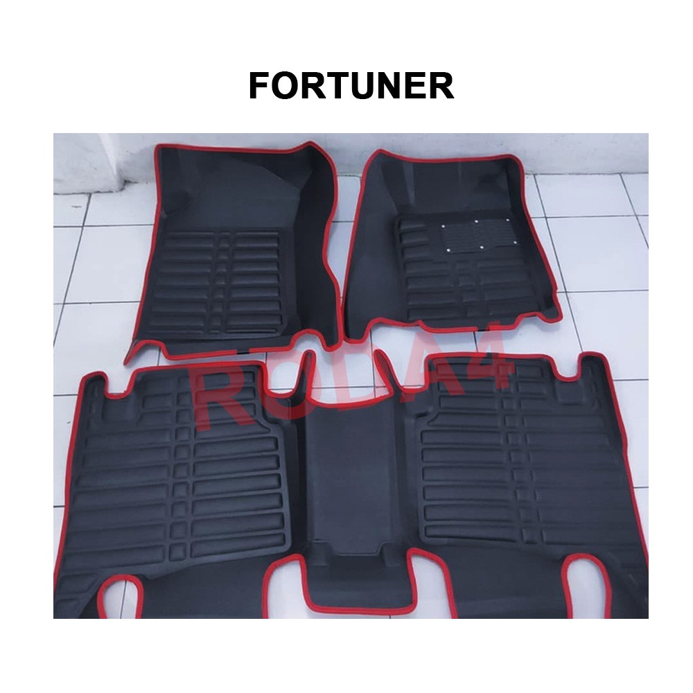 Karpet 5D All New Fortuner PREMIUM 2 Baris List Merah