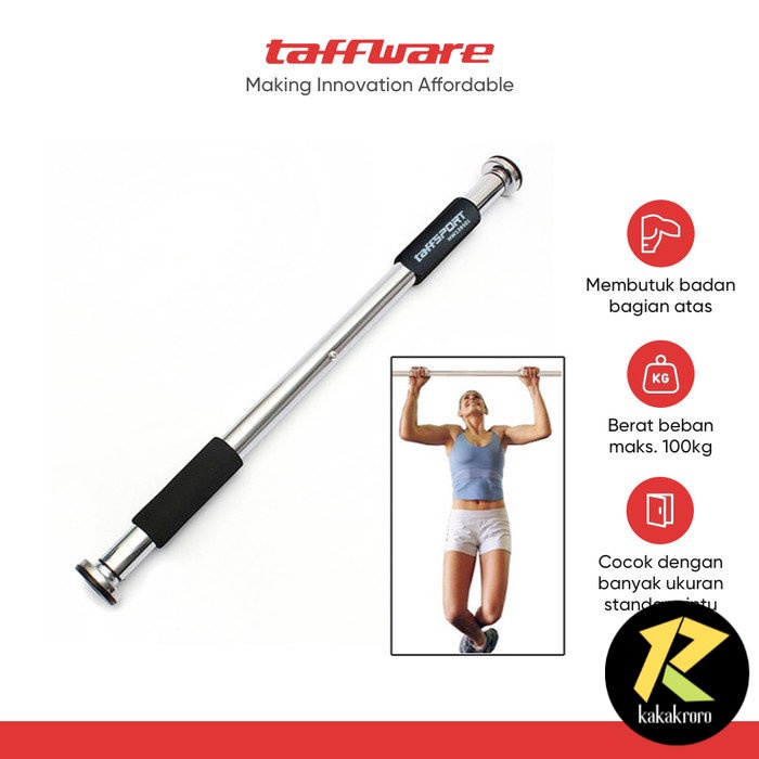 TaffSPORT Tiang Latihan Pull Up Pintu Solid Grip 62-100cm - HW139501