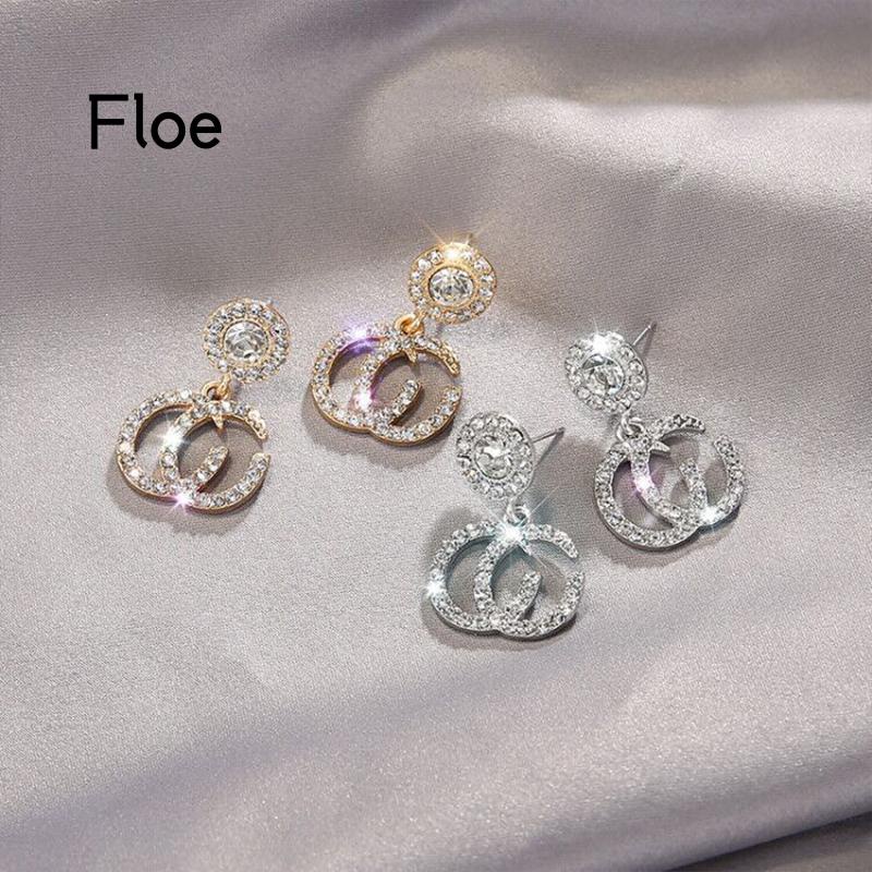 Fl Anting Tusuk Gantung Sterling Silver 925 Hias Berlian Gaya Mewah Hypoallergenic Untuk Wanita