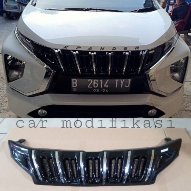 Grill Xpander model Apollo black panther hitam glossy Lis chrome by Sevencode plastik ABS