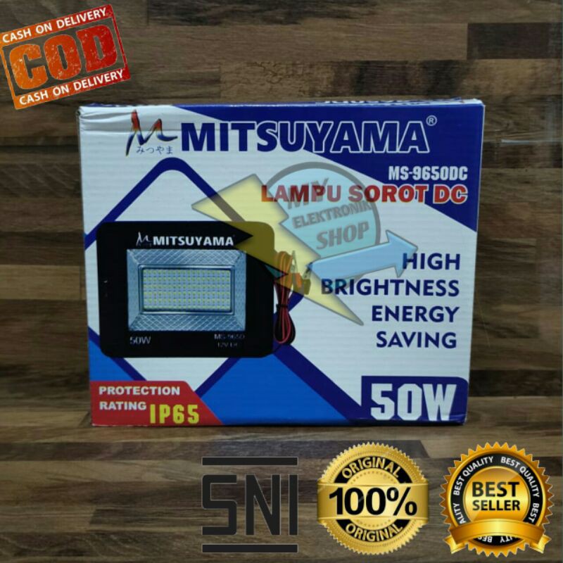 Lampu Sorot tembak 50W MITSUYAMA Lampu sorot Aki LED12v DC SMD Floodled IP65 TIPIS lampu MS-9650DC