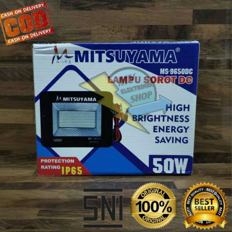 Lampu Sorot tembak 50W MITSUYAMA Lampu sorot Aki LED12v DC SMD Floodled IP65 TIPIS lampu MS-9650DC