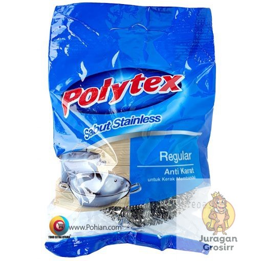 JG - Polytex Sabut Stainless Ball Regular Sachet Per Pcs - Serabut Kawat Gosok Panci Cuci Piring 15 gr