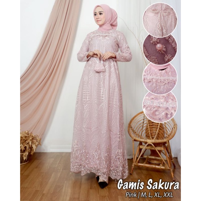 GAMIS SAKURA // BAHAN TILLE FULL PREMIUM // By Lefi Choto