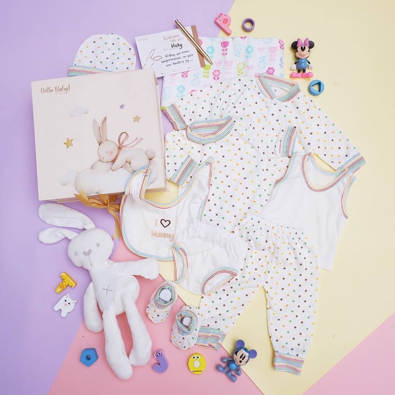 BARU! LIO024 Girls 12 in 1 Hello Baby Hampers Gift - Newborn Bundle Gift Set