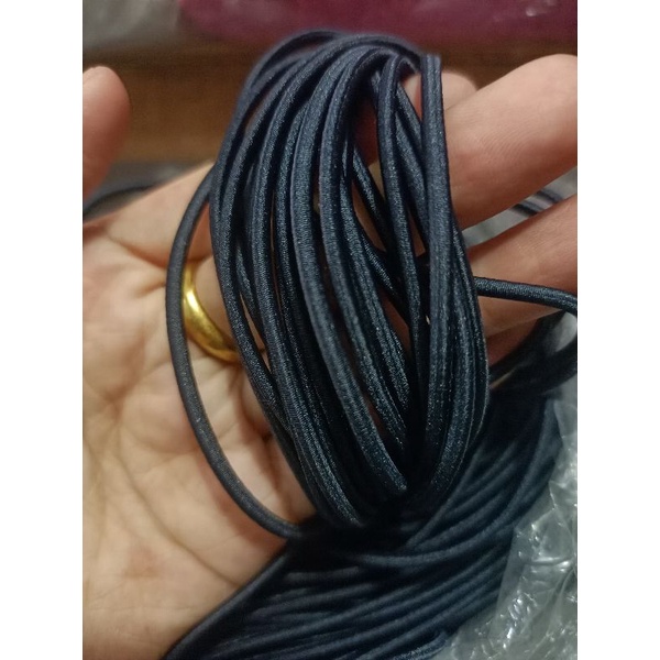 tali bulat elastis tali string elastis/tali karet bulat  3mm 13 warna( permeter)-Navy tua 2,5mm