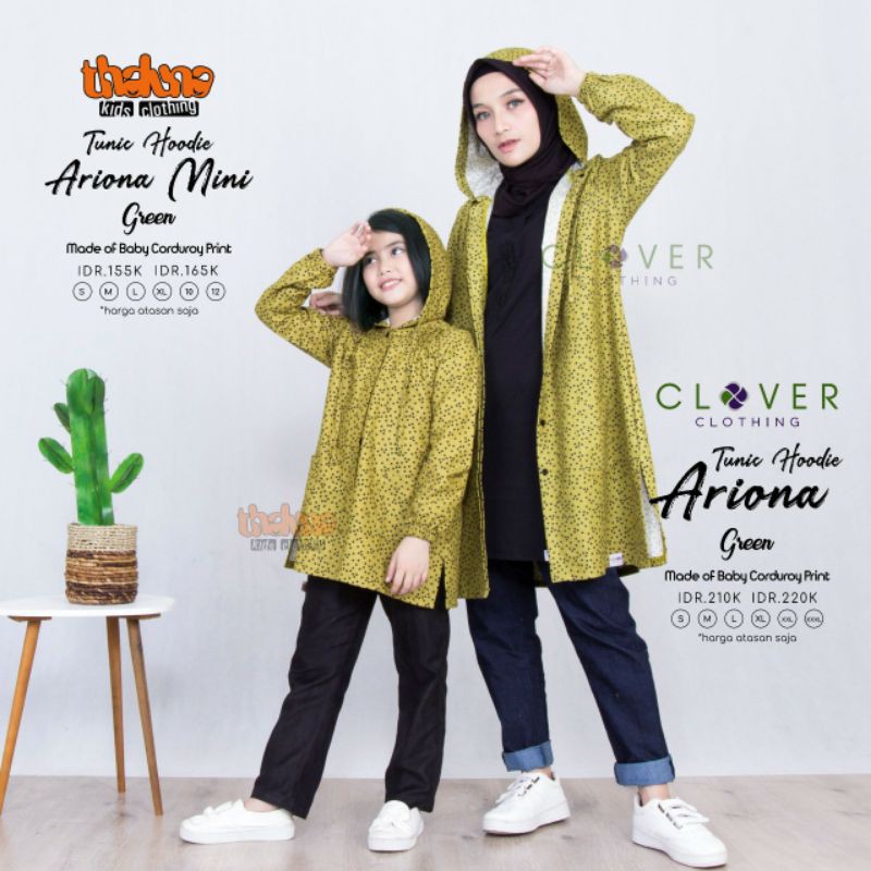 baju tunik hoodie couple ibu dan anak motif atasan ariona tln clv