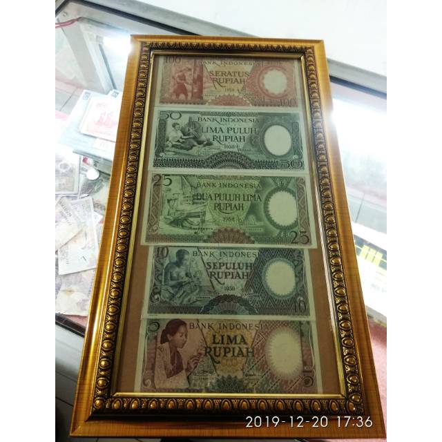 Uang kuno set pekerja + bingkai