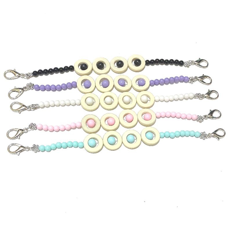 Konektor Masker Hijab Mask Connector Strap Extender Moza Pastel Circle Beads Pengait Jilbab
