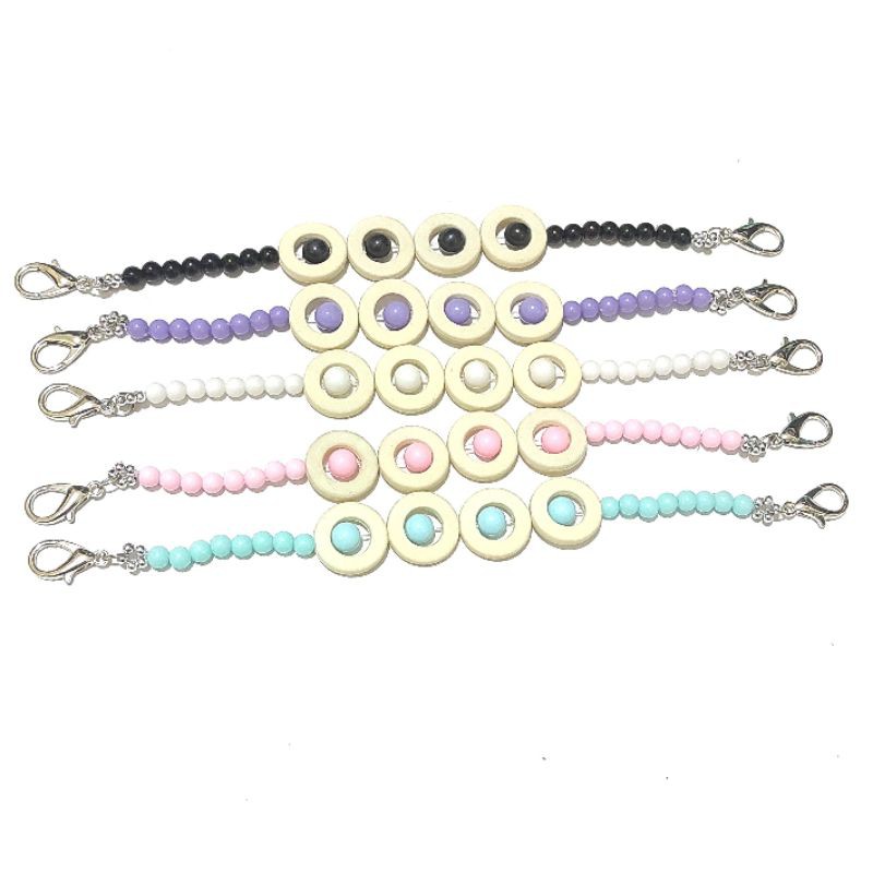 Konektor Masker Hijab Mask Connector Strap Extender Moza Pastel Circle Beads Pengait Jilbab