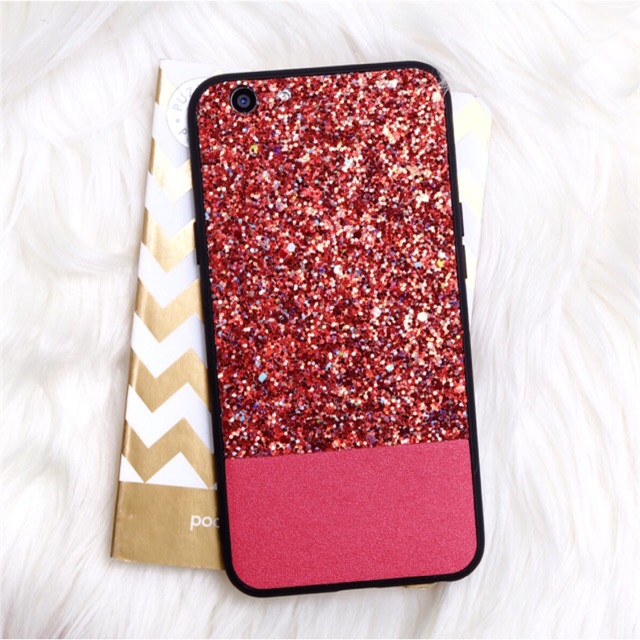 GLITTER CASE (WARNA MERAH) 6/6s/6+/6+s/7/7+/8/8+/X OPPOF1s