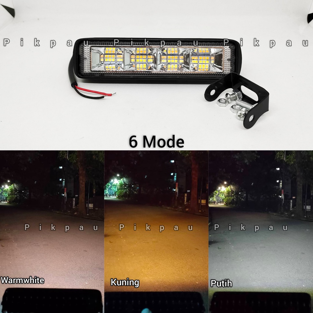 Lampu Tembak Sorot Motor 24 Mata LED Slim 6 Mode Putih Kuning Terang