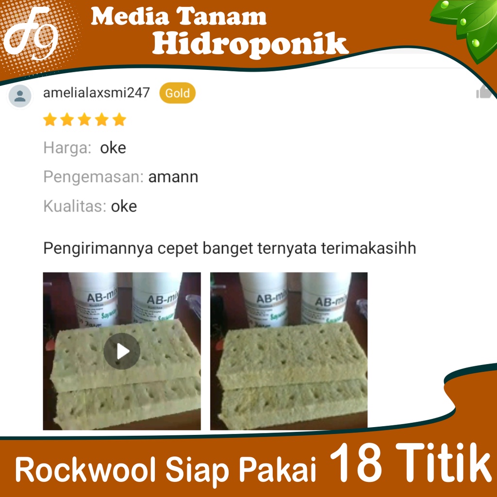 Rockwool Media Tanam Hidroponik Siap pakai 18 titik lubang tanam, Cultilene Asli