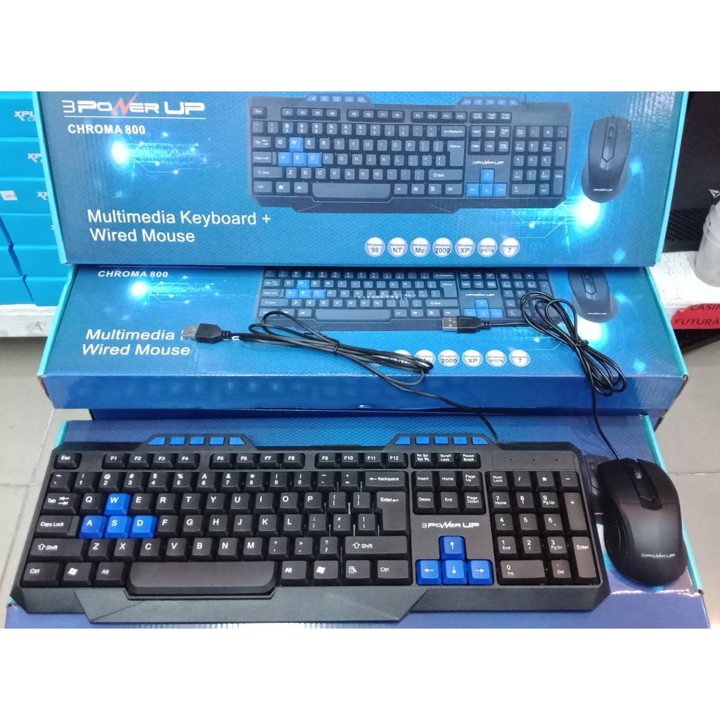 Keyboard Mouse Combo Power UP Chroma 800 MultiMedia Wired - Garansi Resmi 1 Tahun