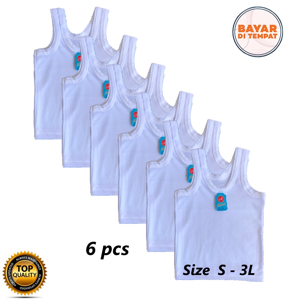 6 Pcs Singlet Anak Motif Bolong Putih / Kaos Dalaman Anak / Singlet anak Laki-laki Motif Bolong