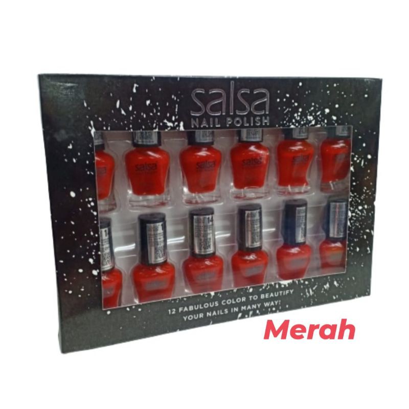 KUTEK SALSA NAIL POLISH RED / MERAH KHUSUS 12.PCS