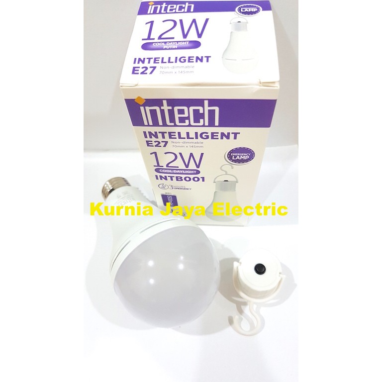  Lampu  Emergency  Bulb INTECH 12W INTB001 LED Putih Shopee  