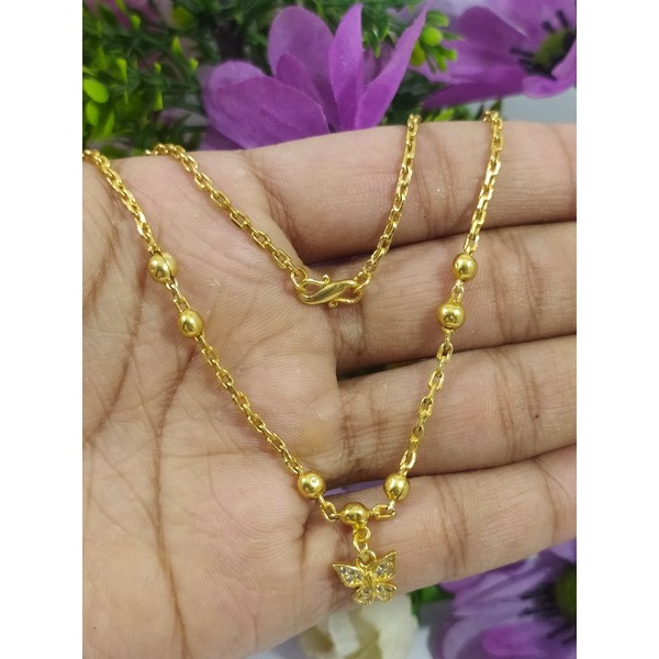 kalung emas sepuha emas 14.k berlapis kristal