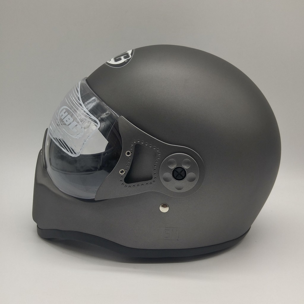 HELM CAKIL HBC PILOT VISOR GREY DOFF ( Fullface / Retro / Klasik / Vespa )