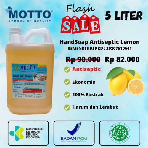 Sabun Cuci Tangan Antiseptik / Antiseptic Hand Soap Lemon MOTTO 5 Liter