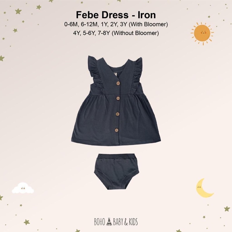 BOHOBABY BOHOPANNA FEBE DRESS TERUSAN ANAK BAYI-IRON
