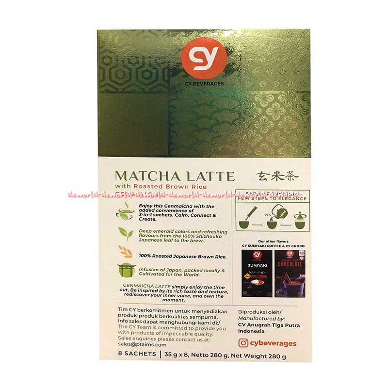 CY Matcha Latte With Roasted Brown Rice Genmaicha 3in1 8sachets