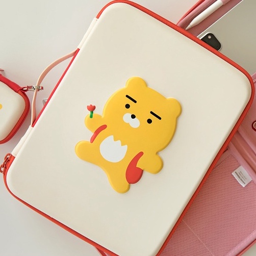 Sleeve Pouch Sarung Tas Bag Case Ipad Tab Tablet Macbook Air Pro Laptop Asus Acer Lenovo HP Huawei 11 12 13 14 15 inch Motif Gambar Kartun Cartoon Karakter Lion Singa Warna Putih Merah Lucu Cute Murah Korean Model Tali Jinjing Tebal Hard Shell Waterproof