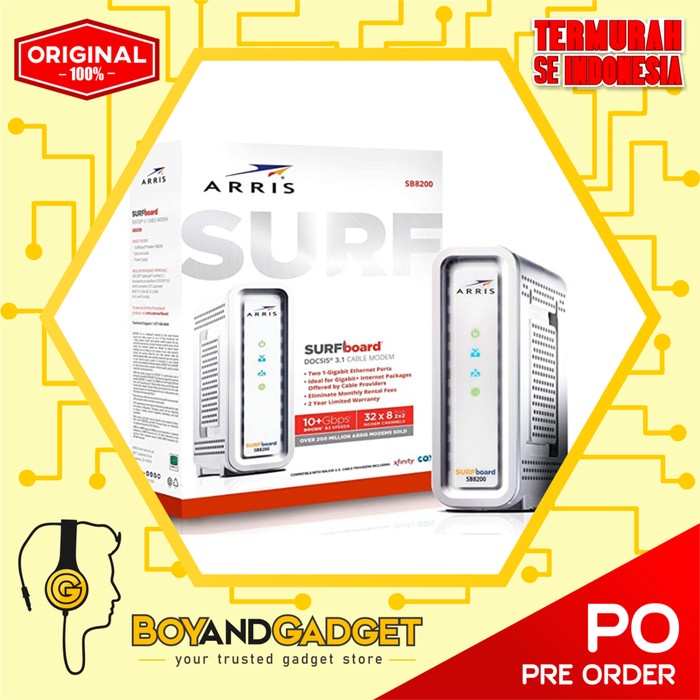 TERLARIS ARRIS SURFboard SB8200 DOCSIS 3.1 Gigabit Cable Modem - B - Ori - White