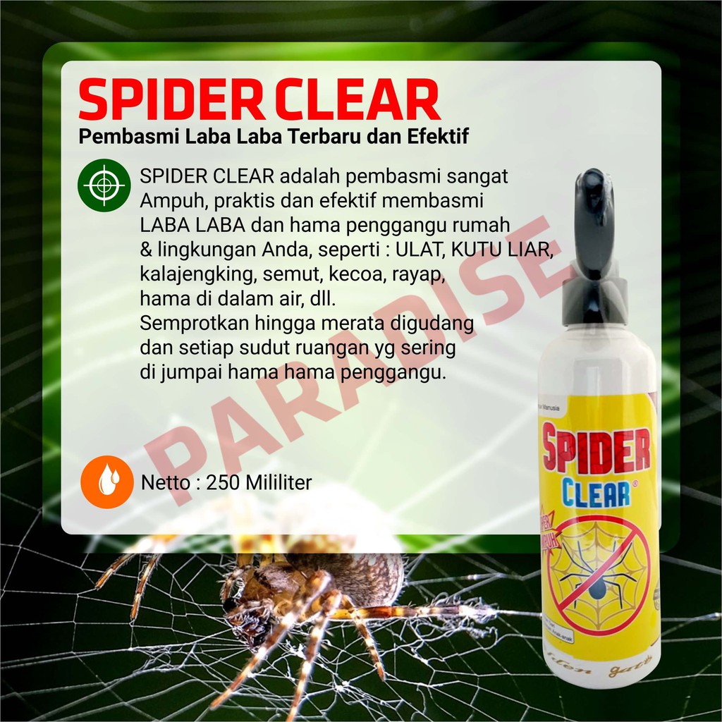 SPIDER CLEAR RACUN PEMBASMI LABALABA LABA LABA OBAT PEMBASMI SERANGGA PEBASMI KECOA,SEMUT AMPUH Pemb