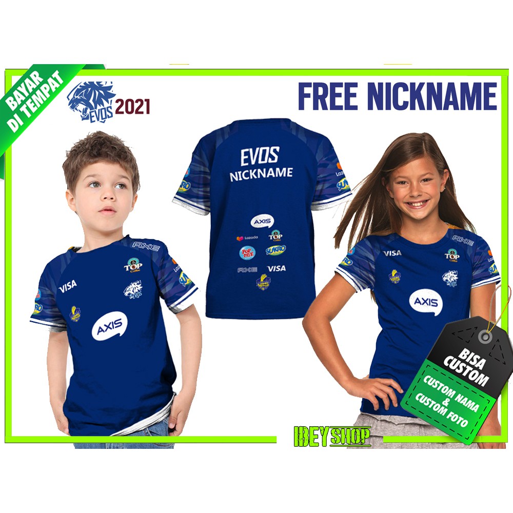 JERSEY ANAK EVOS 2021 FREE NICKNAME / KAOS EVOS  ANAK ESPORT TERBARU Premium