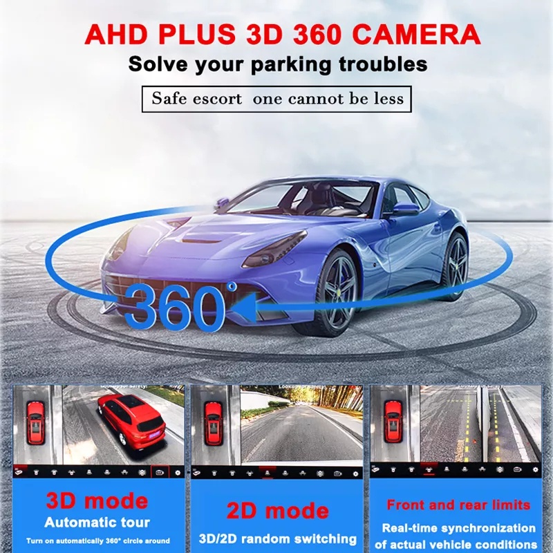 Kamera Mobil Universal 360 BIRDVIEW 3D HD1080P Car DVR Recorder