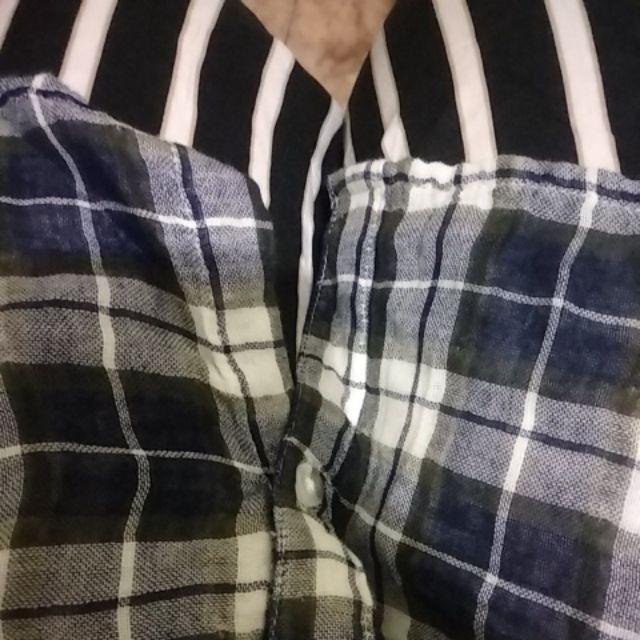 UNQ Plaid  Shirt Kemeja Kotak Blouse Kemeja Kerja 