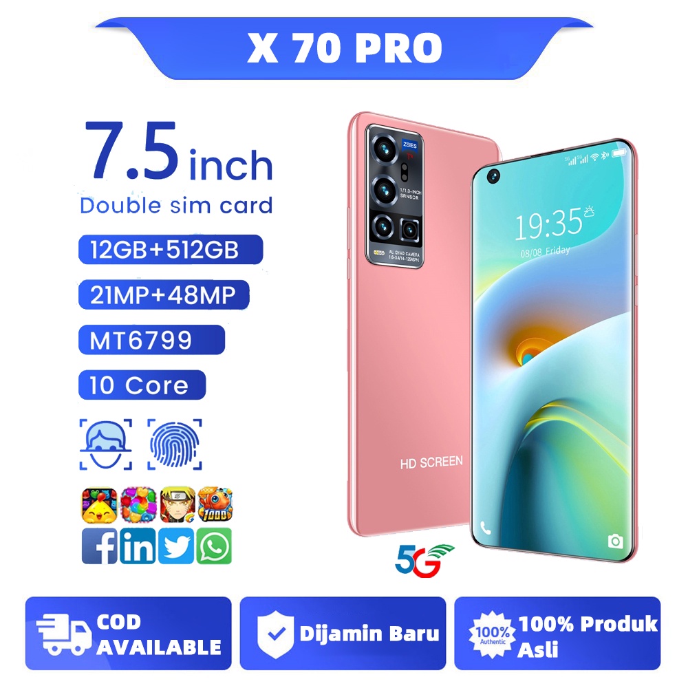 【NEW LAUNCH】Handphone X70 Pro 5G/4G 7.5 inch [12/512] RAM 12GB ROM 512GB - Real-Time Extreme Night Vision, Ultra-Sensing Gimbal Camera