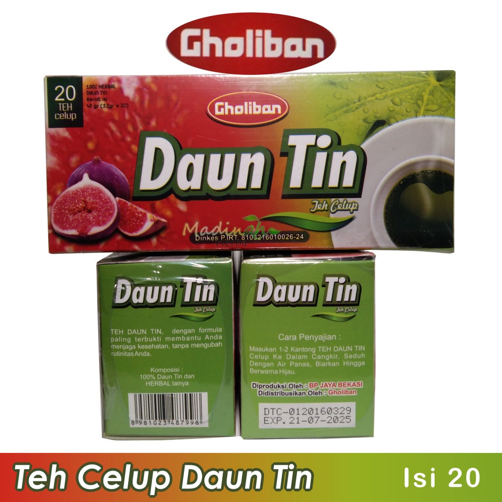 Gholiban Daun Tin Teh Celup 100% Herbal Alami