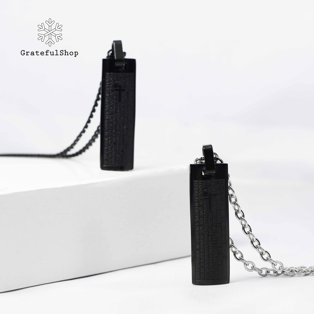 KALUNG TABUNG DOA BAPA KAMI TUBE NECKLACE || Bahan: Titanium Baja || Ukuran: 12mm x 37mm panjang ran