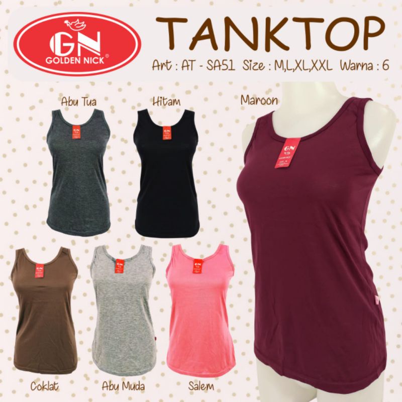 Tank top camisol GN tali Besar Slimfit bahan strech lembut-Random