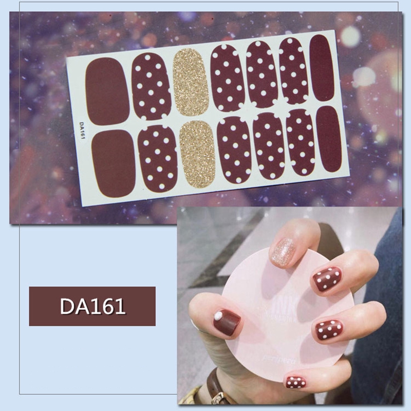 Da161-180 14pcs/lembar Stiker Kuku Palsu 3d Warna Bronze Untuk Nail Art Diy