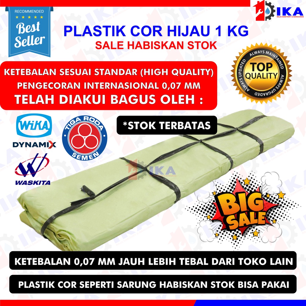 PLASTIK COR HIJAU BUTEK ECER ± 2 KILOGRAM TERMURAH TEBAL / SARUNG PENUTUP / TEBAL 2 LAPIS COVER SHEET