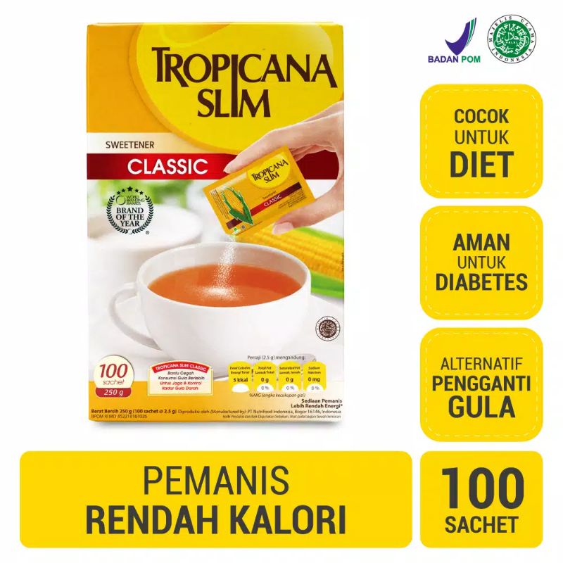 TROPICANA SLIM SWEETENER CLASSIC 100 SACHET - GULA