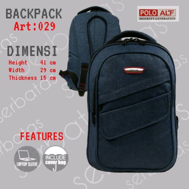 Tas ransel pria Backpack tas laptop polo AL'F 029