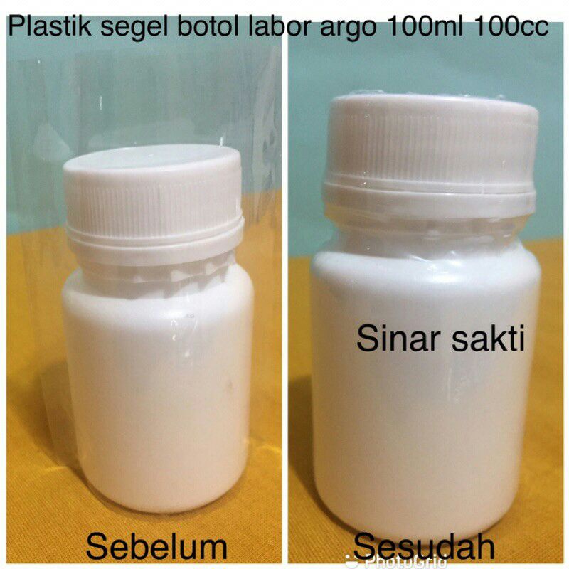 plastik segel botol ARGO LABOR 60ml/CC & 100ml/CC / 50pc (segel full botol) plastik shrink segel