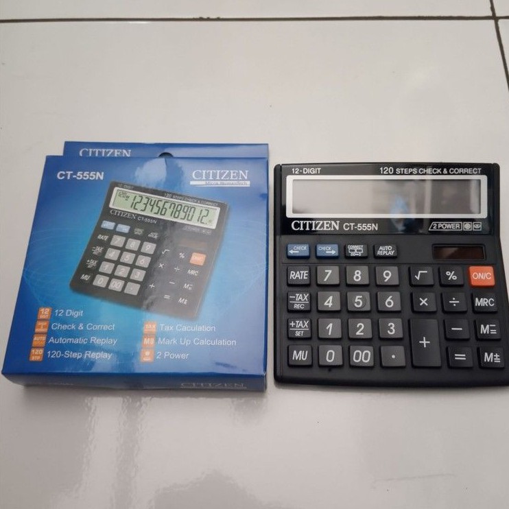 KALKULATOR CITIZEN CT-555N CT-555C calculator dagang 12 digit warna hitam pink pastel hijau mint