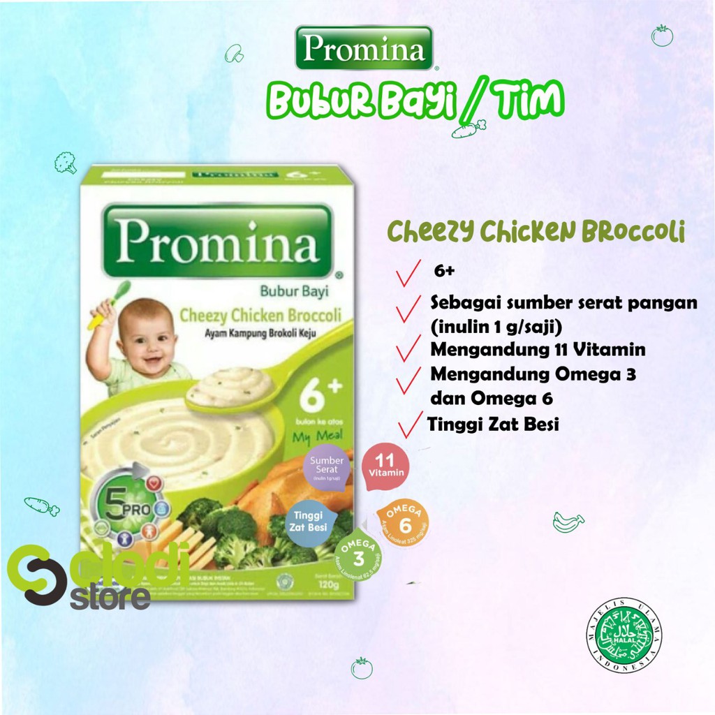 Promina Bubur Bayi 6+ 120gr-CheezyChickenBrocoli
